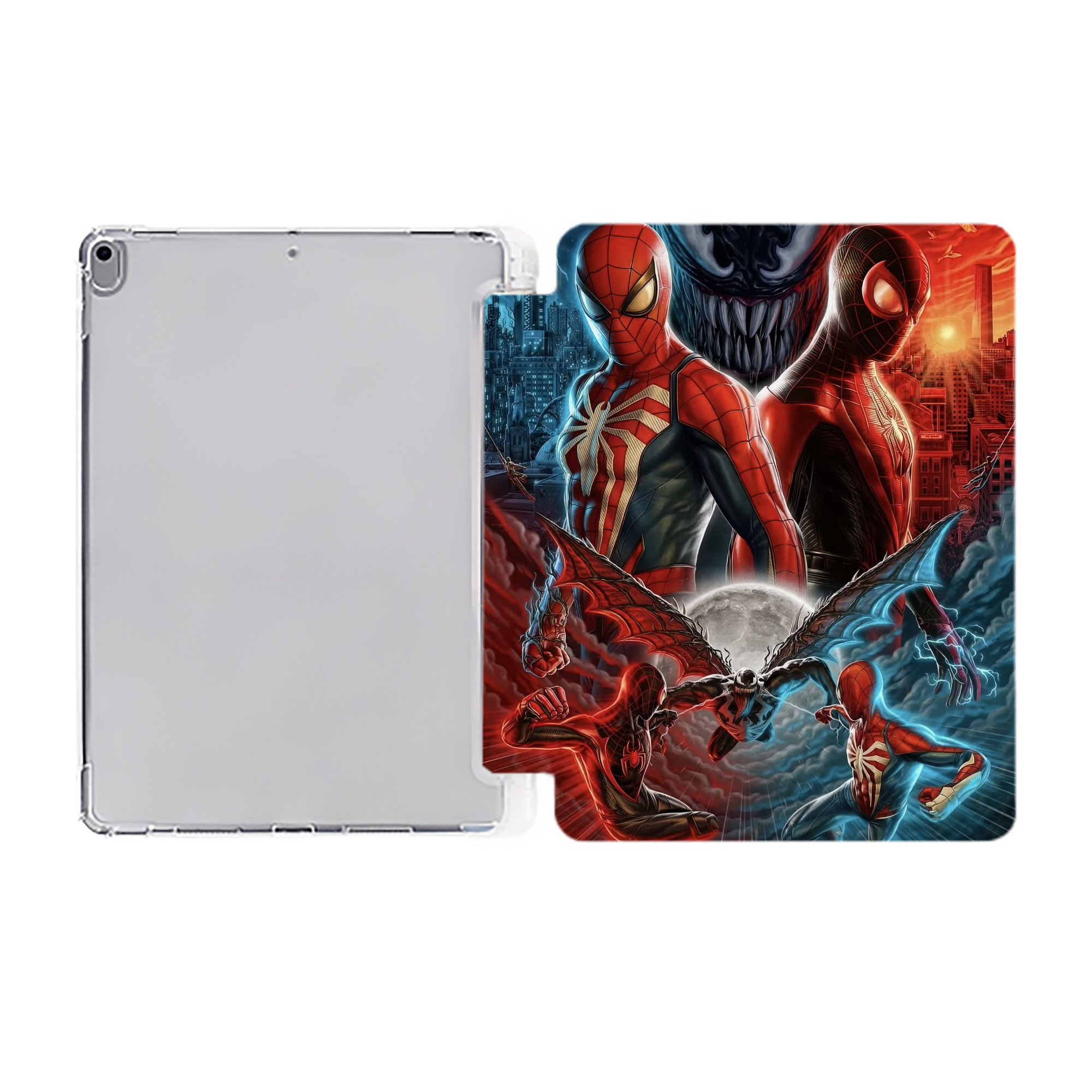 （画像用） Spider Man スパイダーマン IPad ケース ペン収納付き 三つ折りスタンド PUレザー×シリコン 対応機種9.5/10.5/10.9インチ